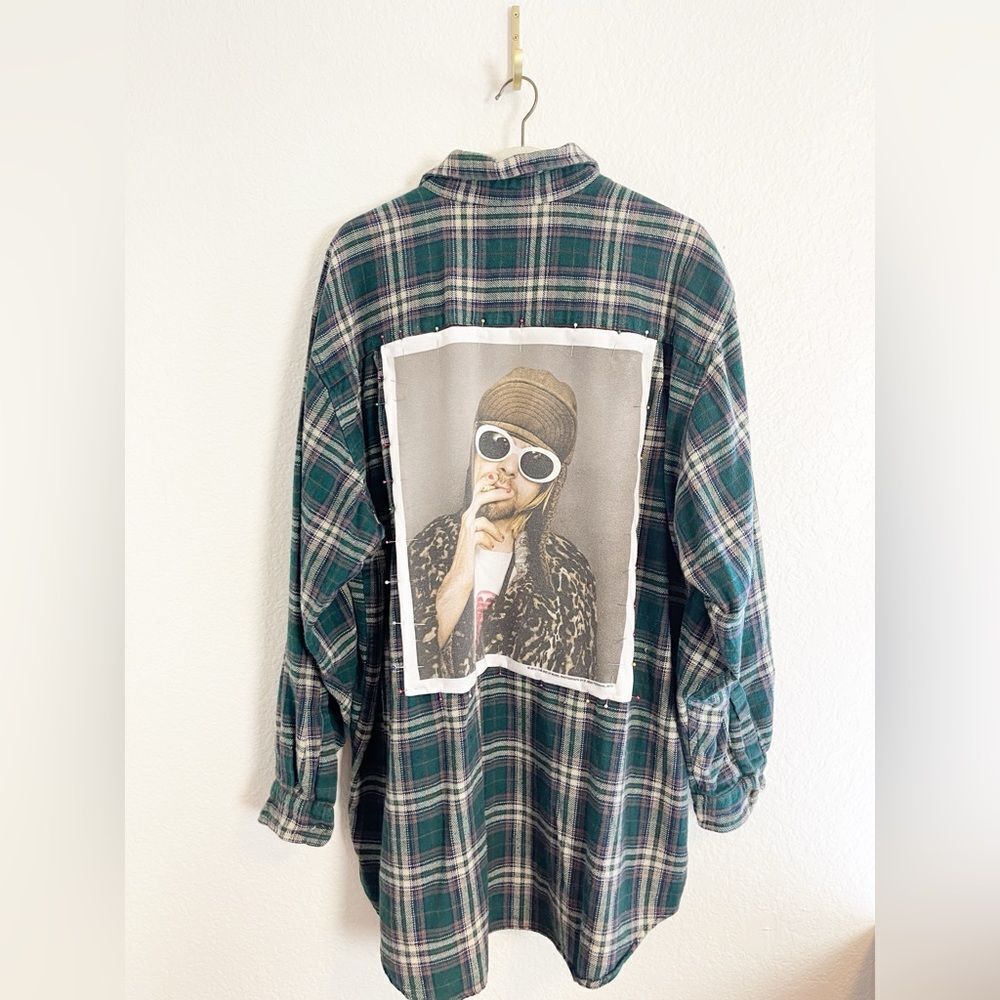 Up cycled flannel long sleeve shirts with your favorite bands! One of a kind! - Picture 11 of 11